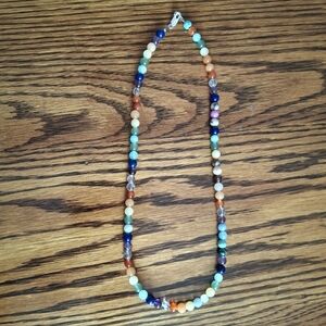 Necklace Rainbow Agate Natural Stones 6mm 20" Sterling Silver